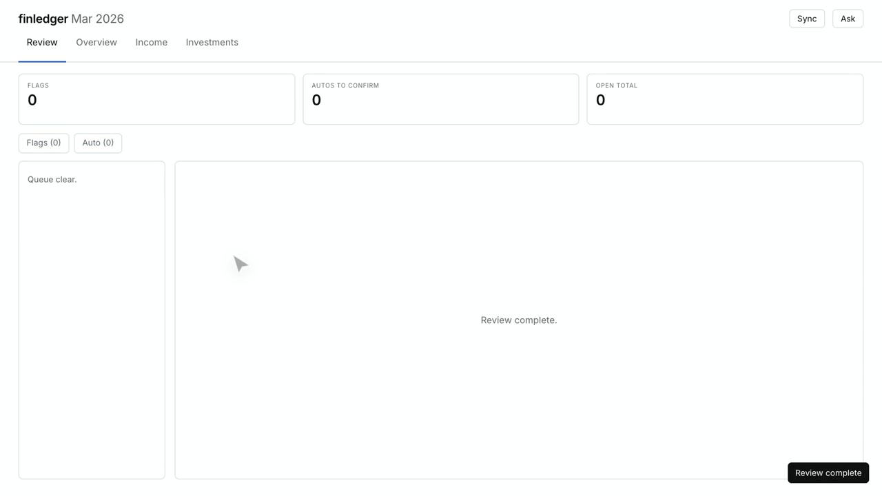 FinLedger personal finance ledger preview