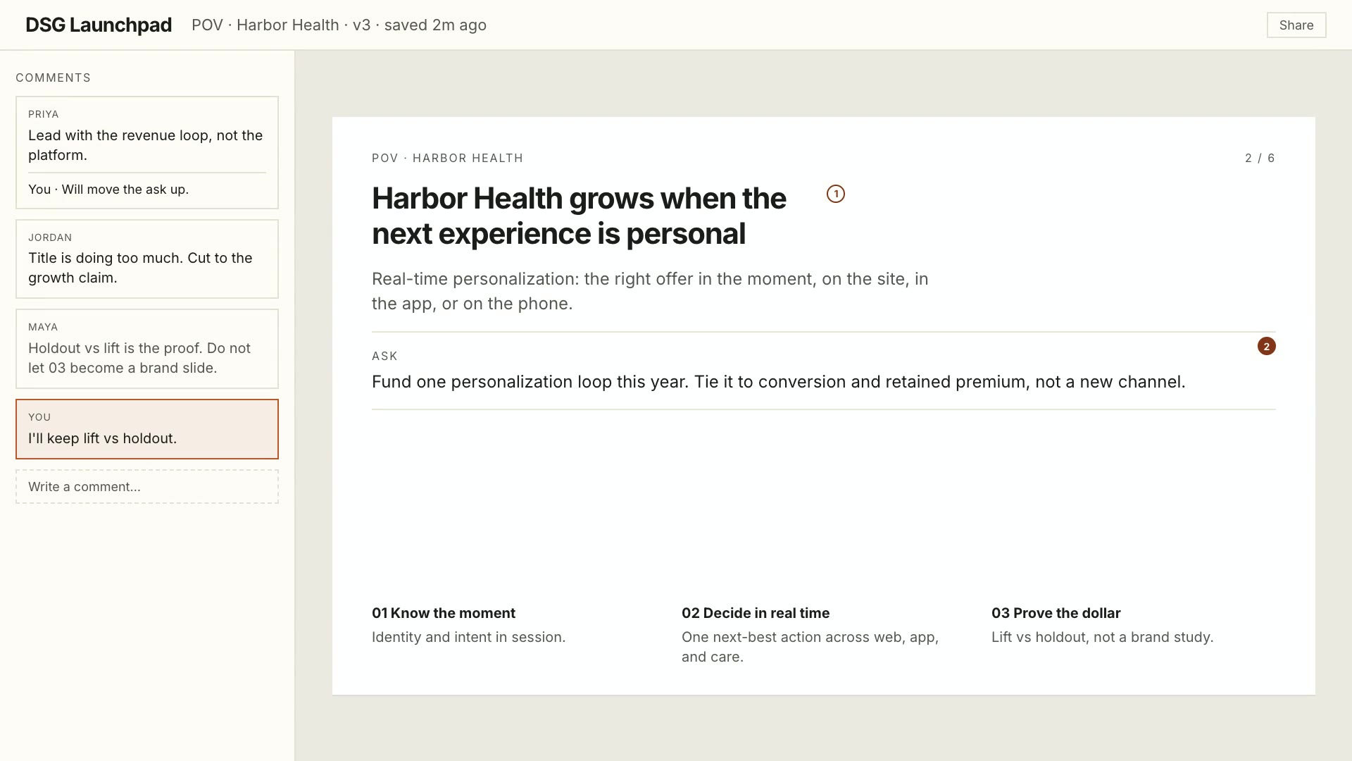 Launchpad microsite workspace preview